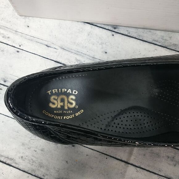 SAS Tripad Comfort Croc. Design Slip On Loafer Black Patrnt Leather women's 11N - Picture 2 of 10